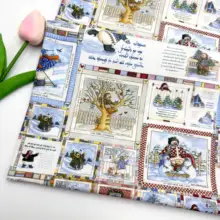 デザイナーによるスノーマンデジタルプリントのコットン平布【手作りDIY・幅広・多用途】