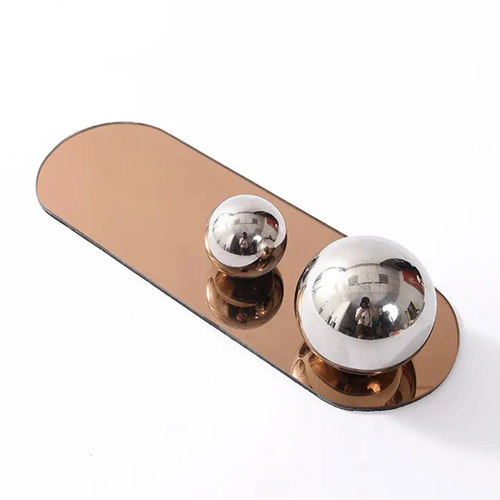 モダンミニマリスト風 丸型ガラスミラートレイ【インテリアデコレーション用】