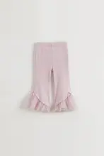女の子用 シフォン切替えのフレアパンツ【伸縮性・春用】