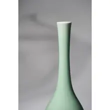 景德 手作りの花瓶【碧色・長ネック・高さ24.5cm・デスク用】
