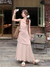 優しいピンクの2wayキャミソールワンピース【Aライン・夏用・甘美なデザイン】