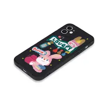 可愛いウサギのアートプリント液状シリコン製スマホケース【iPhone対応・オシャレ・耐衝撃】