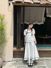 セーラー服 レディース 白 セーラーカラー スクール風 2点セット カジュアル おしゃれ 夏