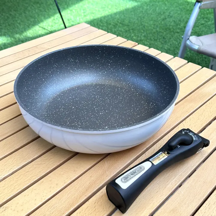 キャンプ用マルチ鍋【麦飯石コーティング・取り外し可能なハンドル・ガスコンロ対応】