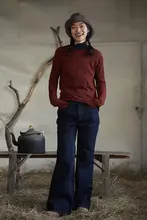 左岸迷香 オリジナル コットン 秋冬用デニムパンツ【フレアデザイン・ストレートフィット】