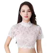 レース風の女性用オールシーズン対応立襟のフェイクカラー【薄手・華やかなデザイン】