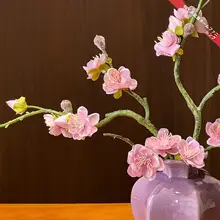 新中式デザインの手作りシルクフラワー 準梅の造花【高級感のあるデスクトップ装飾】

