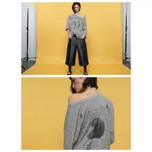 アメリカン風ビンテージスタイルビッグフィット人物プリントTシャツ