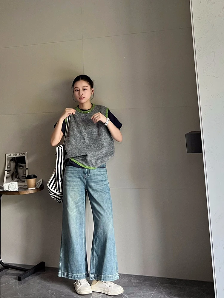 デニム コーデの基本ルールと春のスタイル｜ミントブルーハイウエストワイドレッグの実際の使い方