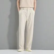 夏用アプリコットカラーのストレートパンツ【極上の柔らかさ・フィット・通勤対応】