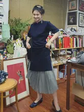 新中式肌理デザインのエアリープリーツスカート【桜色・春夏秋冬対応】（セットアップ対応）