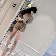高腰ベルト付きショートパンツ【春夏・カジュアル・スリムフィット】（セットアップ対応）