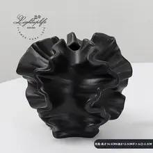 陶製水栽培グリーン植物インテリアオブジェ【黒・シンプル・デザイン】