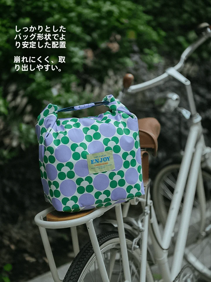 ランチバッグ お弁当袋 手提げ 斜め掛け 丸型 防水 通勤 通学 携帯用