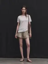 したデザインの女性用カジュアルショートパンツ【ウエストゴム・ストレートシルエット・夏用】（セットアップ対応）
