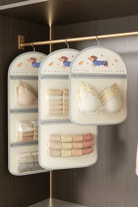 便利なハンギング収納ポケット【靴下・下着用・家庭用・クローゼット整理】