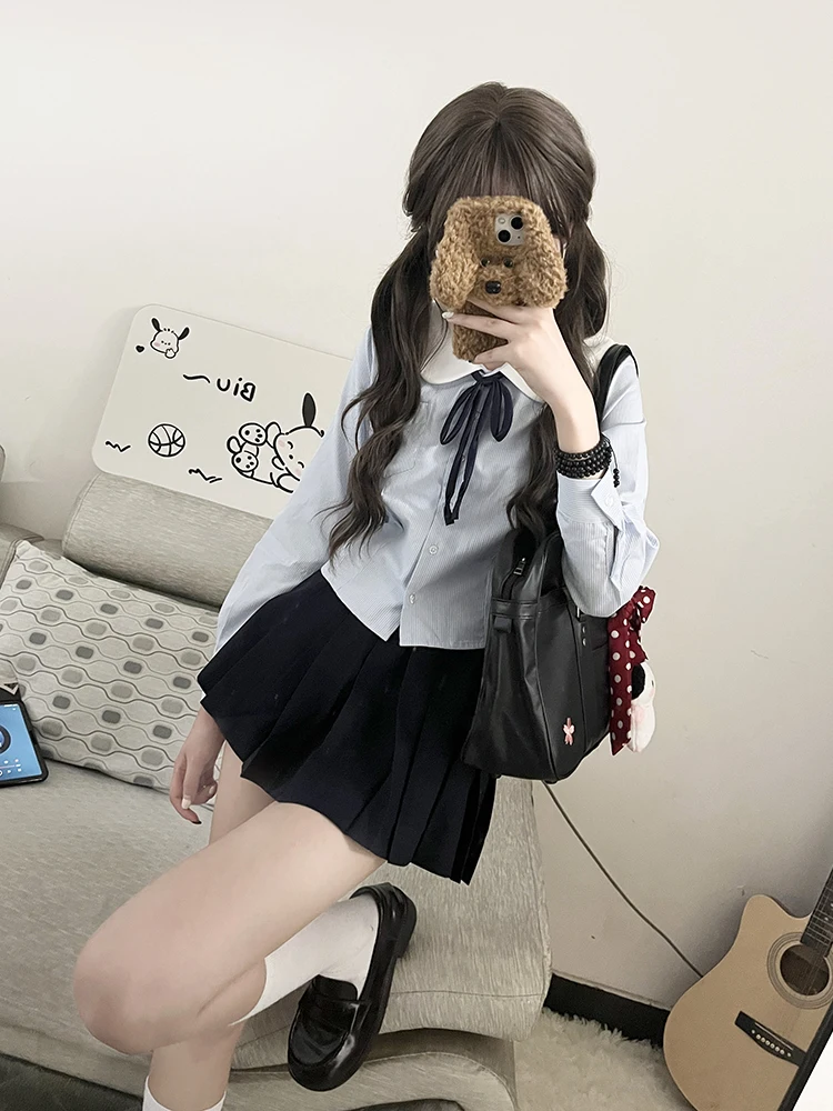 東京歳時記 JK制服オリジナルデザイン シャツワンピースセット：秋の学院風スタイルの実用性と着こなしのバランス