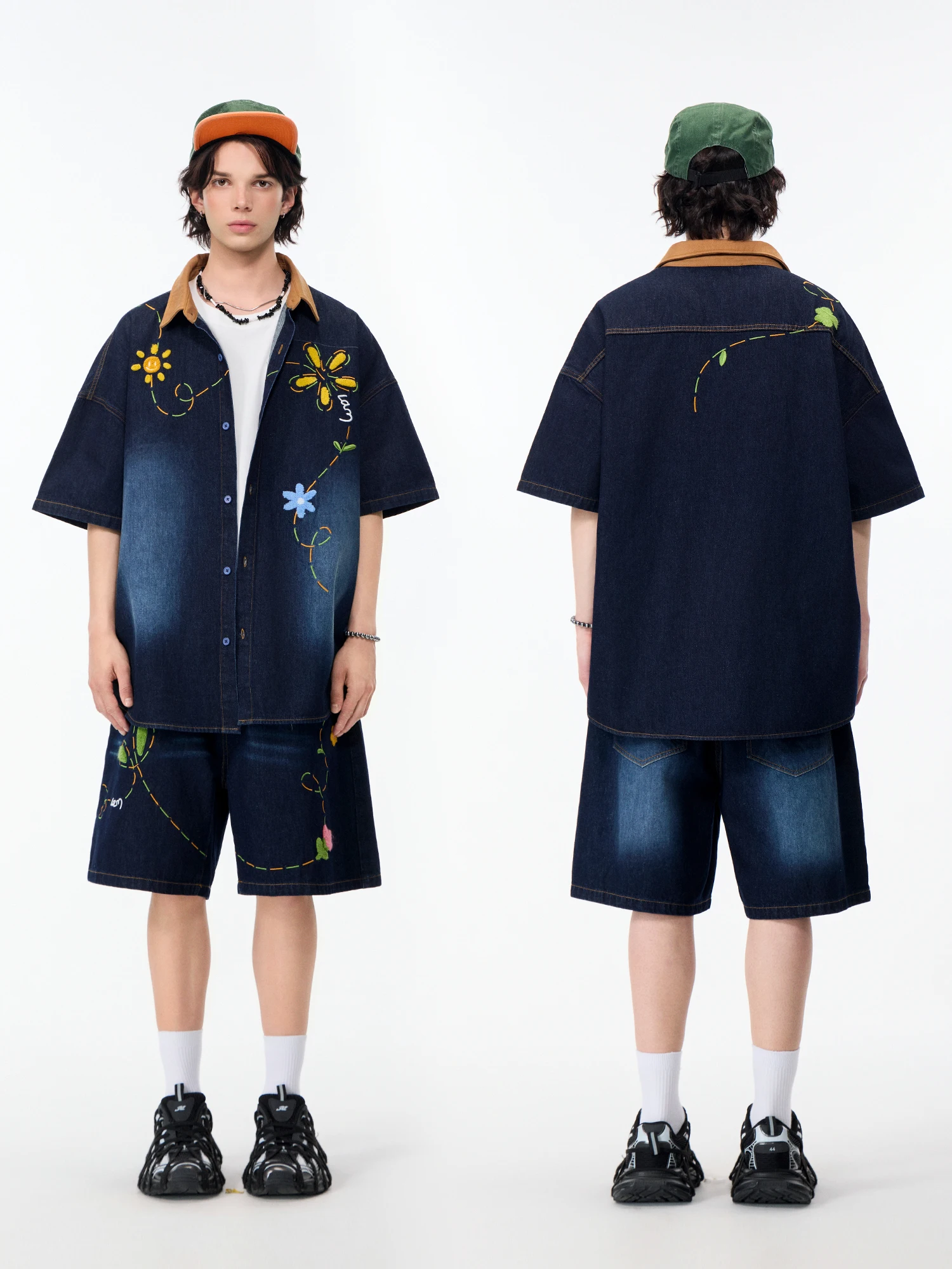 復古風ウォッシュ加工刺繍入りデニムシャツ：夏用ゆったりシルエットのリメイク可能性と実用性