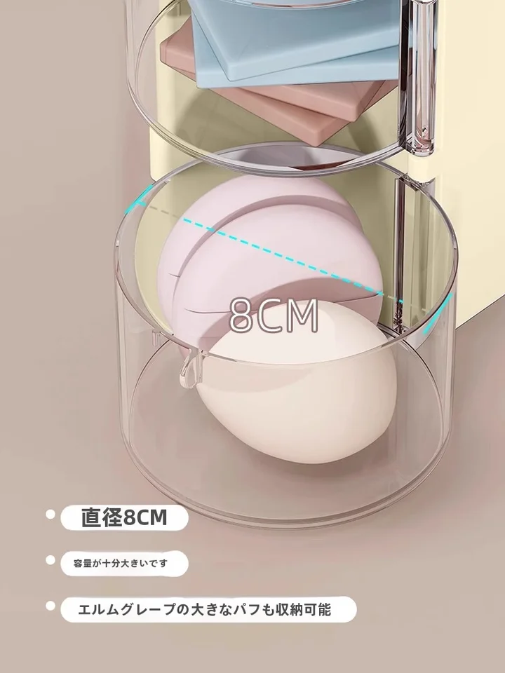 メイクアップ道具収納ボックス【回転式・防塵・多層リップスティック＆ブラシスタンド】（セットアップ対応）