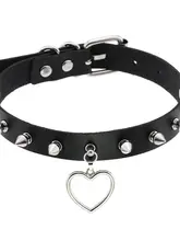 スタッズ付きチョーカー【ハートデザイン・PUレザー・ファッションアクセサリー】