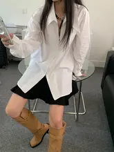 女性用ラウンドジップシャツ【デザイン性の高い・尖った襟・秋用・長袖・白】