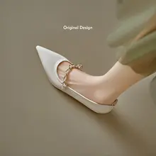 羊皮製 フランス風 ポインテッドトゥバレリーナシューズ【通勤用・優雅なデザイン】