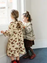 南欧風 子供用コットンワンピース【ナチュラル・スウィートデザイン・長袖】（セットアップ対応）