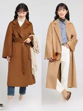 水波纹デザインのリバーシブルカシミヤコート【ウィメンズ】