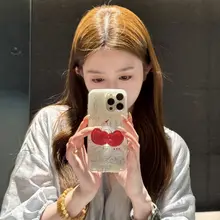 デザイン性に優れたチェリー柄スマホケース【スタンド機能付き・フランス風・女子向け】