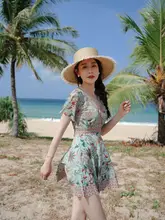 カップ付きカップル用水着【スカートスタイル・平角デザイン・温泉用・男女兼用】