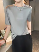 日本製 三醋酸素材 半袖ゆったりTシャツ【シンプルデザイン・ラウンドネック・夏用】