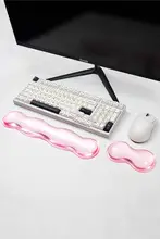 可愛いデザインのシリコン製マウスパッド＆手首サポート【ピンク・オフィス・無線キーボード用】（セットアップ対応）