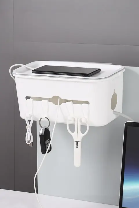 穴あけ不要 コンセント収納ボックス【壁掛け用・電源コード整理】