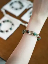 天然グリーンクォーツ・グリーンファントム・多宝珠ブレスレット【レッドドラゴンクォーツ・招財用】