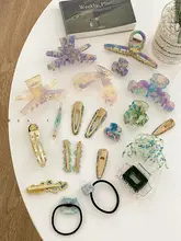 夏向けエレガントグリーンシャーククリップ【高級ヘアアクセサリー・ヘアアップ用】