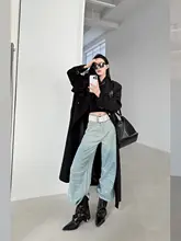 高級感あるダブルコート【ロング丈・女性用・立ち襟・ゆったり・高身長対応】