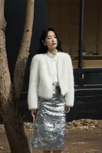環境に優しいフェイクファー ジャケット【ショート丈・ブレンドカラー仕上げ】