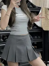 グレーのプリーツスカート【夏用・Aライン・セクシー・防透け・スリムフィット】