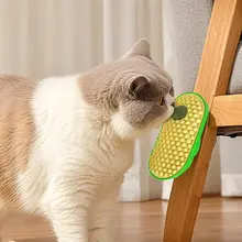 壁に取り付け可能な猫のかゆみ解消器【マッサージブラシ・キャットニップ付き・多機能】