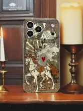 勇敢さを象徴する！レトロなデザインのスマートフォンケース【ゴールド仕上げ・アート調・光沢】