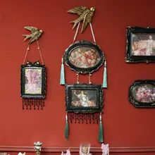 フレンチスタイルの黒金色浮彫り欧式写真フレーム【ビンテージアート装飾用・写真壁面ディスプレイ】（セットアップ対応）