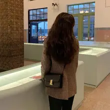 秋冬用 ヴィンテージ風 千鳥格子のゆったり毛織りジャケット【シンプル・スリム効果あり】