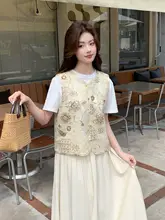 刺繍入りガウンベスト【夏用・国風スタイル・女性用】