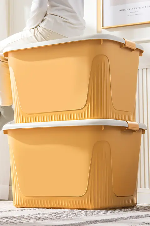 大容量収納ボックス【プラスチック製・蓋付き・衣類・おもちゃ用・引越しに最適】