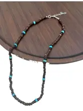 ボヘミアンスタイルのココナッツシェルとウッドビーズのネックレス【ファッション・ユニセックス・レトロデザイン】