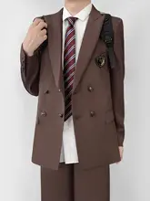 刺繍入り レッドビーンカラーのメンズスーツジャケット【学院風・春秋用】