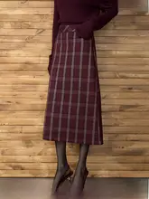 レディース チェック柄 ロングスカート【スタイリッシュ・秋冬用・膝上】