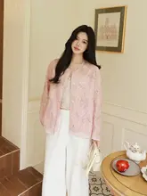 レースデザインの春用ショートカーディガン【細身効果・女性用・ファッショナブル】