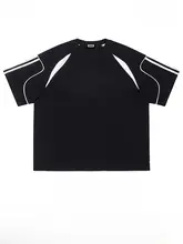 ストライプデザインのコットン短袖Tシャツ【カジュアル・男女兼用・ゆったりとしたラグランスリーブ】