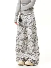 ユニセックス ビンテージスタイル 雪地迷彩ポケットワークパンツ【秋冬用・ゆったりストレート・ドラ  ッグ丈】